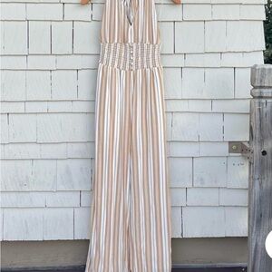 American Eagle Outfitters Yellow and White Striped Jumpsuit XS